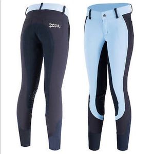Horze Women's Kiana Full Seat Breeches ~ Navy/Sky Blue